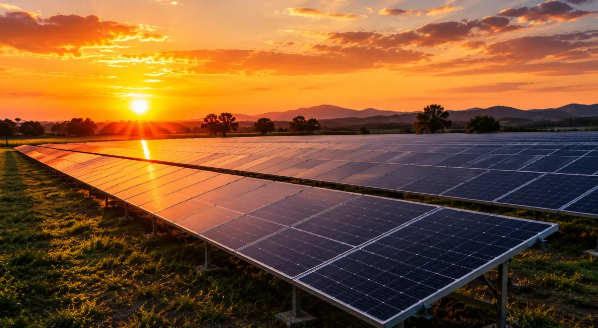 Solar field at sunset
