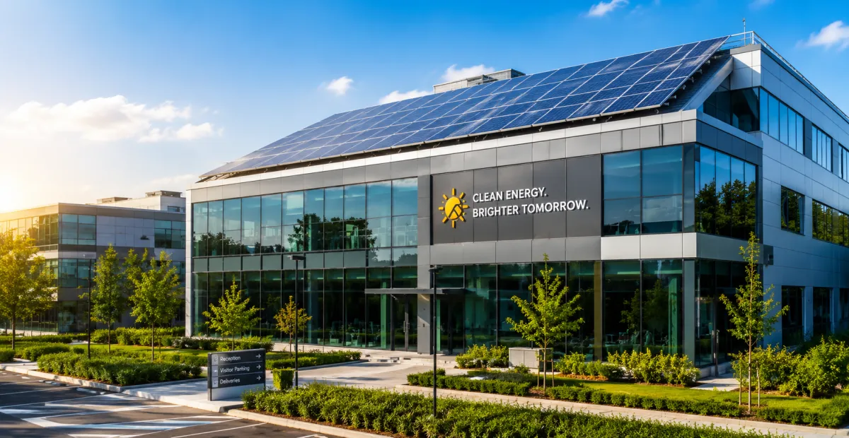 Solar-panelled office building